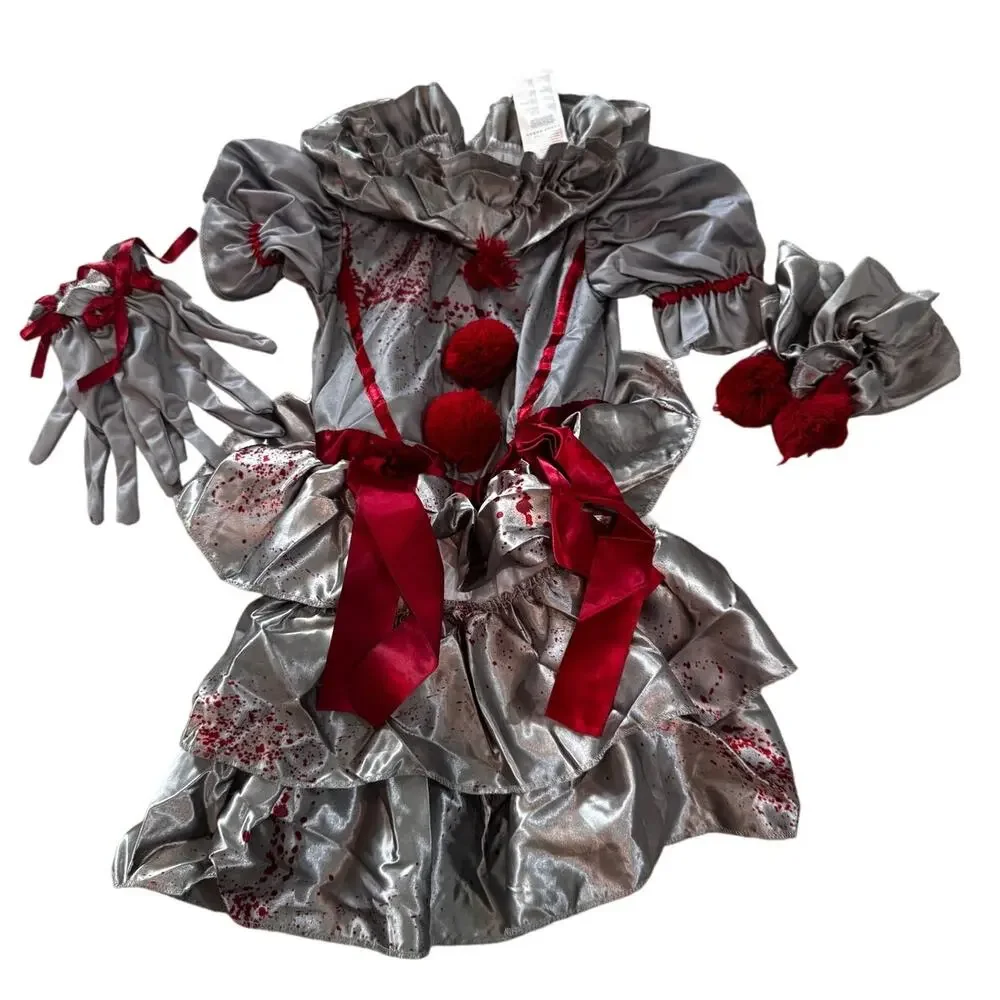 Spooktacular Creations Girls Scary Clown Costume Dress Small S 5-7 Yrs Halloween